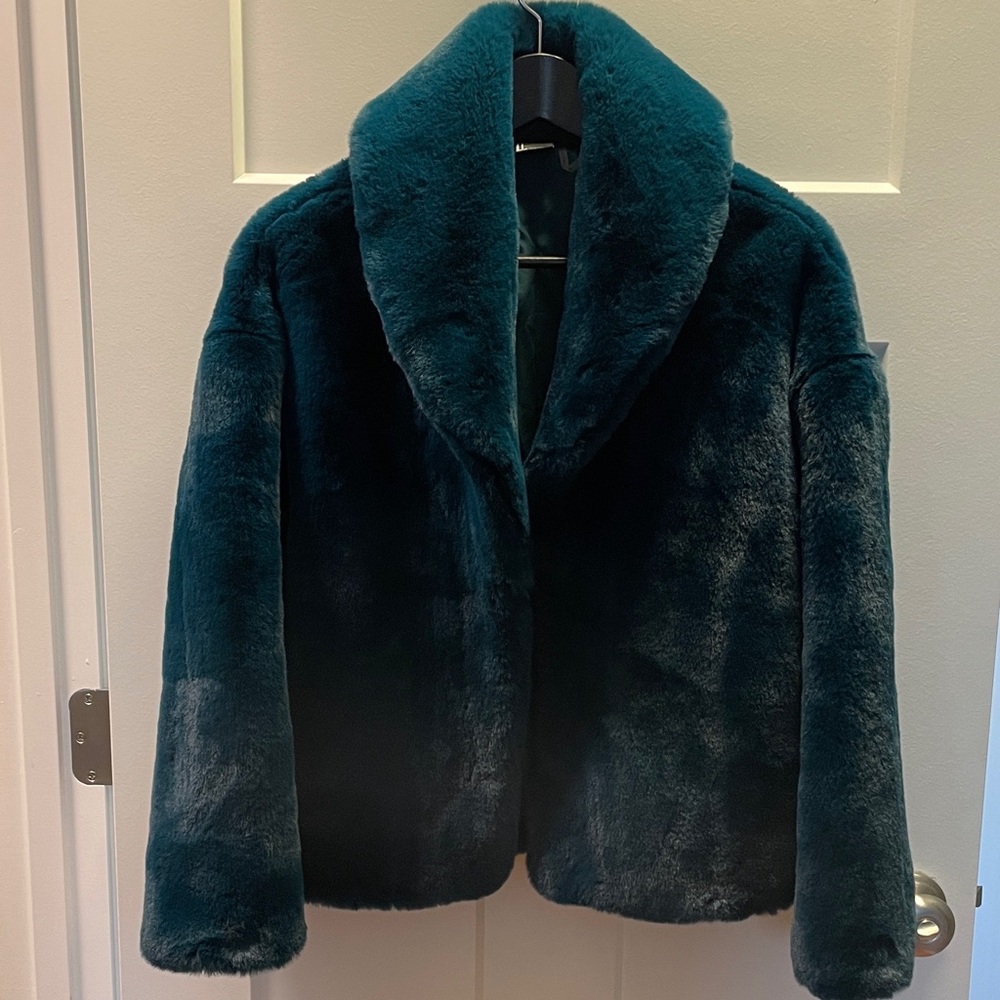 Love Token Teal Plush Teddy Jacket